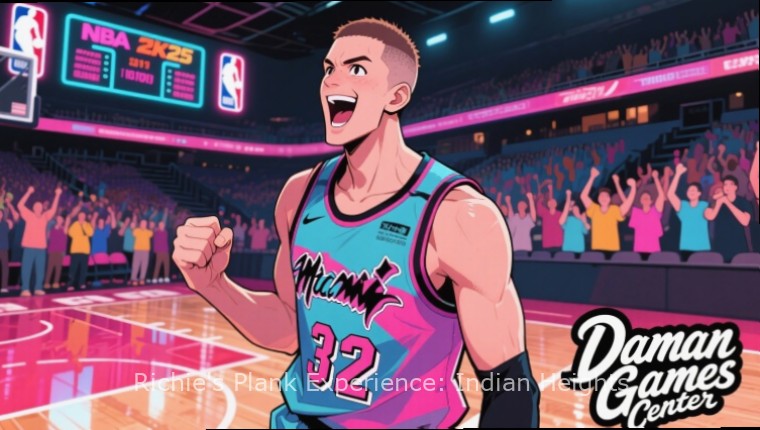 Richie's Plank Experience: Indian Heights - Virtual Plank above Indian Cityscape Richie's Plank Experience: Indian Heights gameplay showing a player on a virtual plank above Indian landmarks